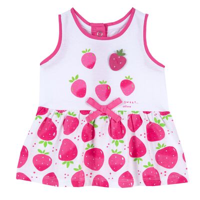 Sleeveless Dress With Strawberry Print
